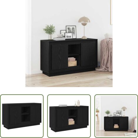 Credenza moderna -  Credenza Rovere Nero 102 x 35 x 60 cm Legno multistrato