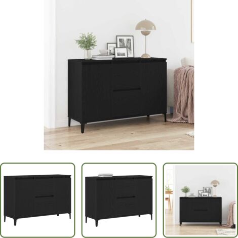 Credenza moderna -  Credenza Rovere Nero 104 x 35 x 70 cm Legno multistrato
