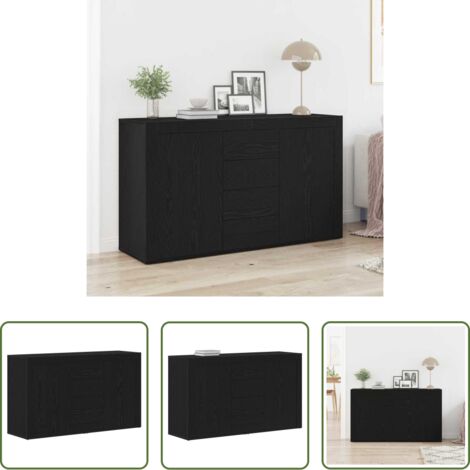 Credenza moderna -  Credenza Rovere Nero 120 x 36 x 69 cm Legno multistrato