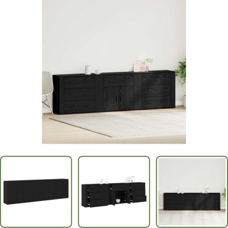 Credenza moderna -  Credenza Rovere Nero 240 x 33 x 70 cm Legno multistrato