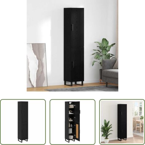 Credenza moderna -  Credenza Rovere Nero 34,5 x 34 x 180 cm Legno multistrato