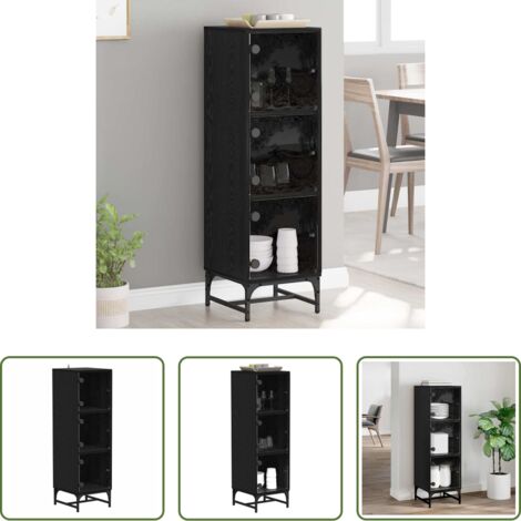 Credenza Moderna -  Credenza Rovere Nero 35 x 37 x 117 cm