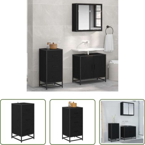 Credenza moderna -  Credenza Rovere Nero 35.5 x 35 x 76 cm
