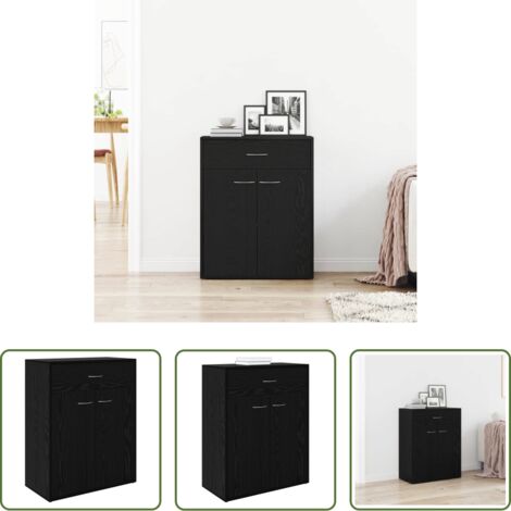 Credenza moderna -  Credenza Rovere Nero 60 x 30 x 75 cm Legno multistrato