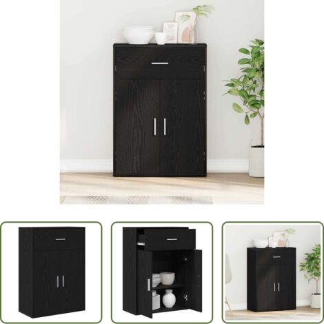 Credenza moderna -  Credenza Rovere Nero 60 x 30 x 84 cm Legno multistrato