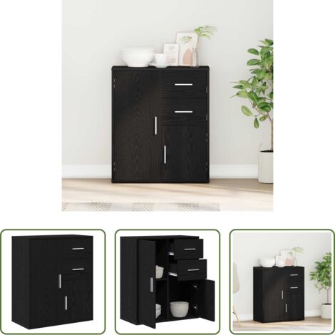 Credenza moderna -  Credenza Rovere Nero 60 x 31 x 70 cm Legno multistrato
