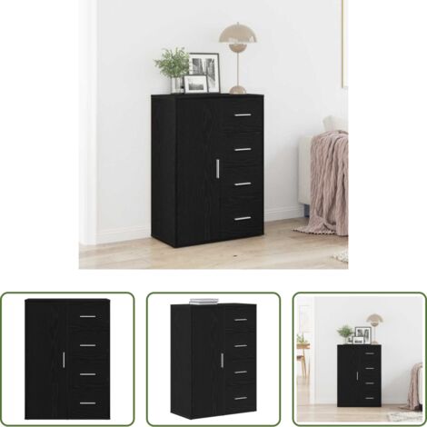 Credenza moderna -  Credenza Rovere Nero 60 x 31 x 84 cm Legno multistrato