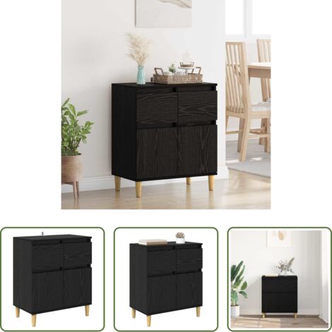 Credenza moderna -  Credenza Rovere Nero 60 x 35 x 70 cm Legno multistrato