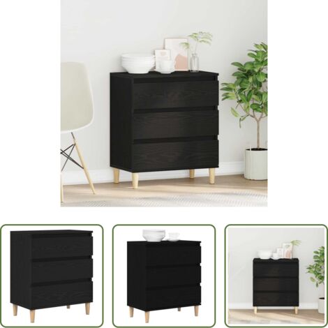Credenza moderna -  Credenza Rovere Nero 60 x 35 x 70 cm Legno multistrato