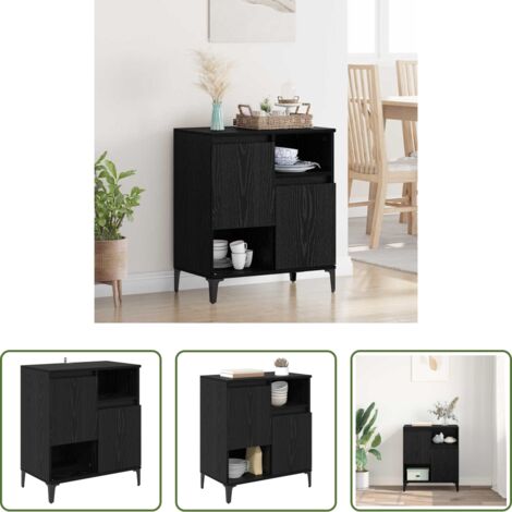 Credenza moderna -  Credenza Rovere Nero 60 x 35 x 70 cm Legno multistrato