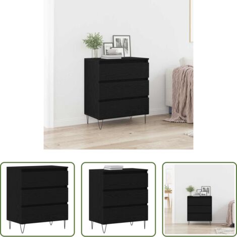 Credenza moderna -  Credenza Rovere Nero 60 x 35 x 70 cm Legno multistrato