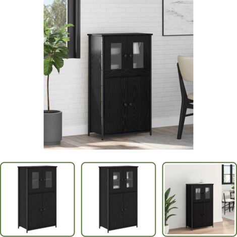 Credenza moderna -  Credenza Rovere Nero 62 x 32 x 106,5 cm Legno multistrato
