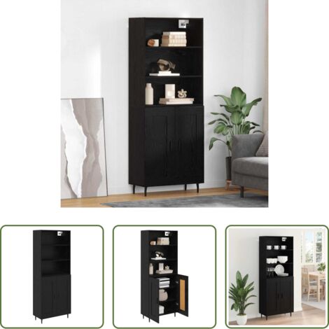Credenza moderna -  Credenza Rovere Nero 69,5 x 34 x 180 cm