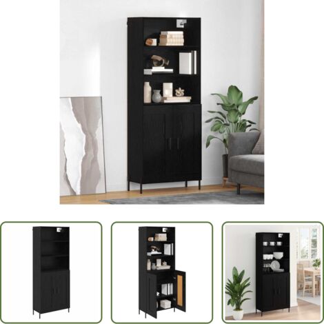 Credenza moderna -  Credenza Rovere nero 69,5 x 34 x 180 cm Legno multistrato
