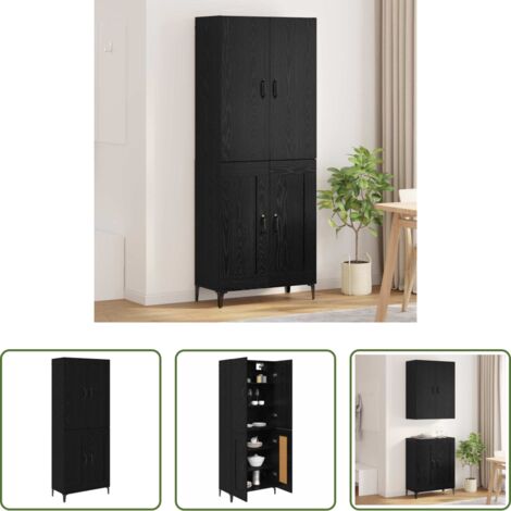 Credenza moderna -  Credenza Rovere Nero 69,5 x 34 x 180 cm Legno multistrato