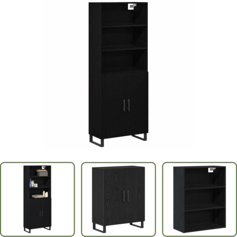 Credenza moderna -  Credenza Rovere Nero 69,5 x 34 x 180 cm Legno multistrato