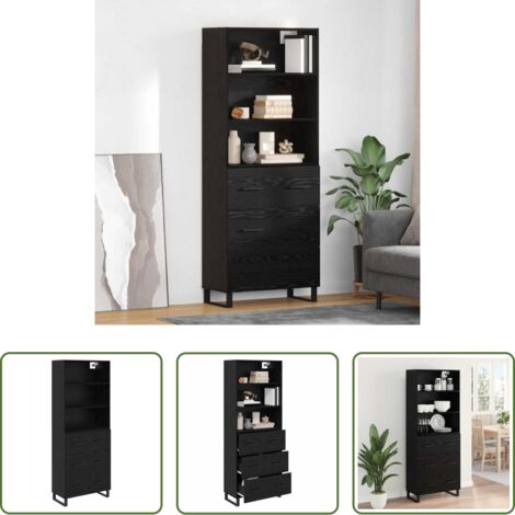 Credenza moderna -  Credenza Rovere Nero 69,5 x 34 x 180 cm Legno multistrato