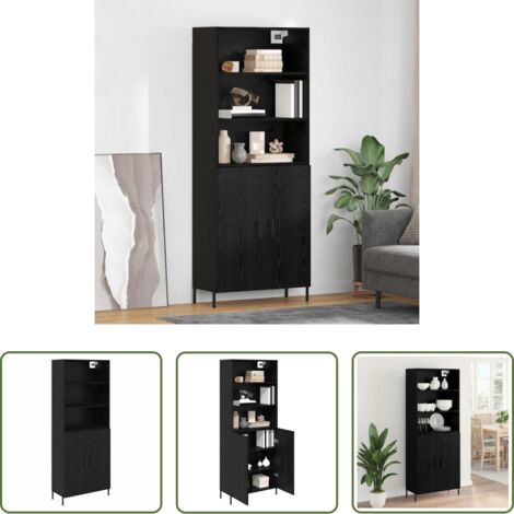 Credenza moderna -  Credenza Rovere Nero 69,5 x 34 x 180 cm Legno multistrato