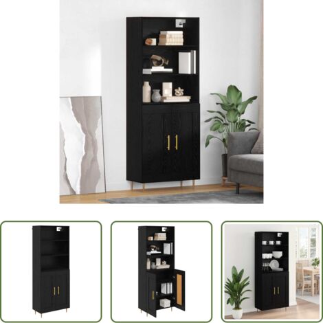 Credenza moderna -  Credenza Rovere Nero 69,5 x 34 x 180 cm Legno multistrato