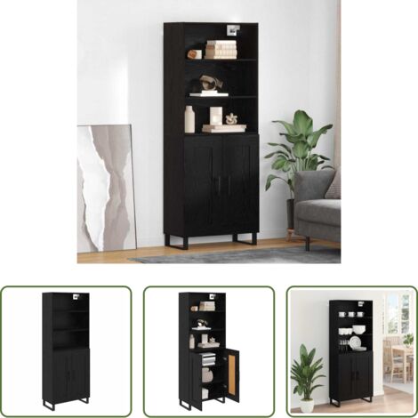 Credenza moderna -  Credenza Rovere Nero 69,5 x 34 x 180 cm Legno multistrato