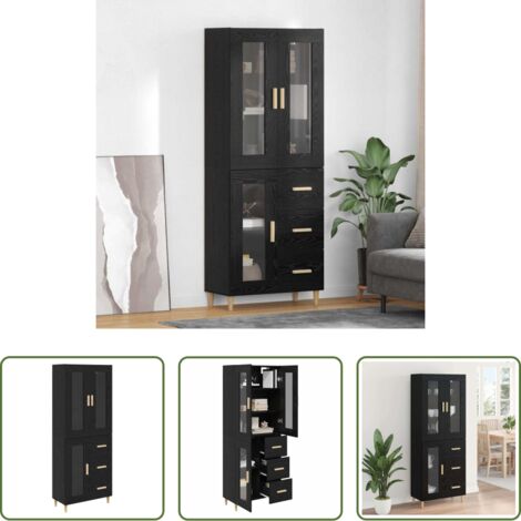Credenza moderna -  Credenza Rovere Nero 69,5 x 34 x 180 cm Legno multistrato