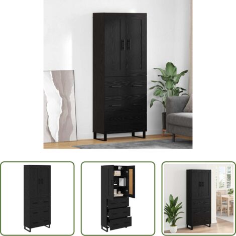 Credenza moderna -  Credenza Rovere Nero 69,5 x 34 x 180 cm Legno multistrato