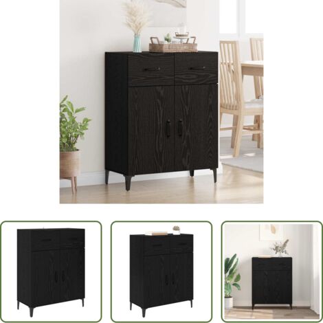 Credenza moderna -  Credenza Rovere Nero 69,5 x 34 x 90 cm Legno multistrato