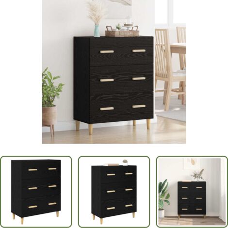 Credenza moderna -  Credenza Rovere Nero 69,5 x 34 x 90 cm Legno multistrato