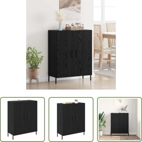 Credenza moderna -  Credenza Rovere Nero 69,5 x 34 x 90 cm Legno multistrato