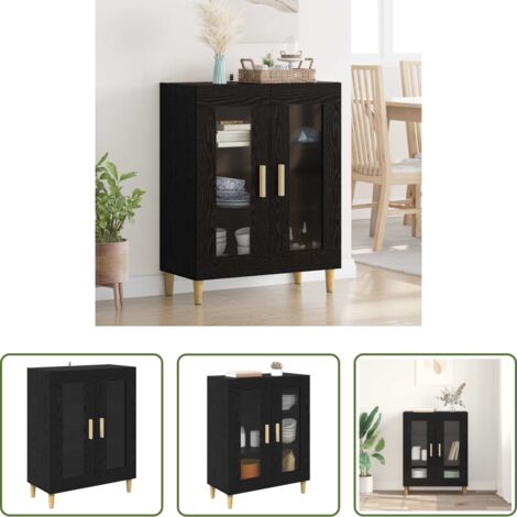 Credenza moderna -  Credenza Rovere Nero 69,5 x 34 x 90 cm Legno multistrato