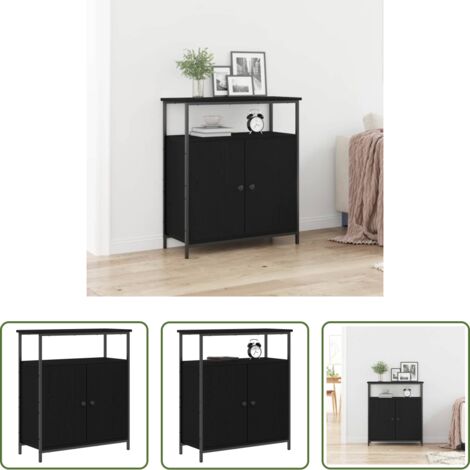 Credenza moderna -  Credenza Rovere Nero 70 x 30 x 80 cm Legno multistrato