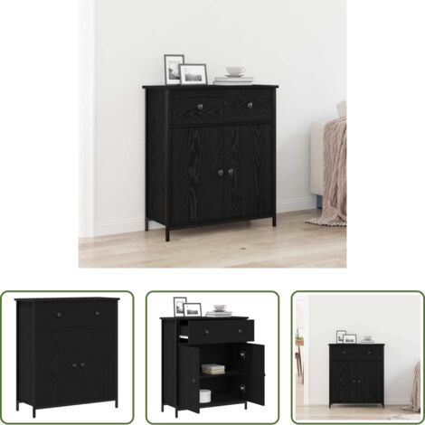 Credenza moderna -  Credenza Rovere Nero 70 x 30 x 80 cm Legno multistrato