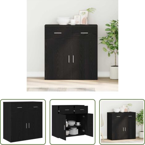 Credenza moderna -  Credenza Rovere Nero 78 x 38 x 80 cm Legno multistrato