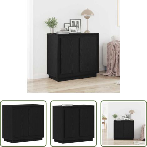 Credenza moderna -  Credenza Rovere Nero 80 x 40 x 75 cm Legno multistrato