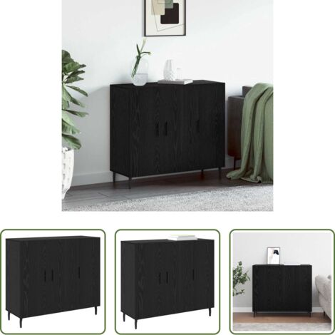 Credenza moderna -  Credenza Rovere Nero 90 x 34 x 80 cm Legno multistrato
