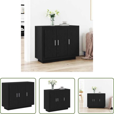 Credenza moderna -  Credenza Rovere Nero 92 x 35 x 75 cm Legno multistrato