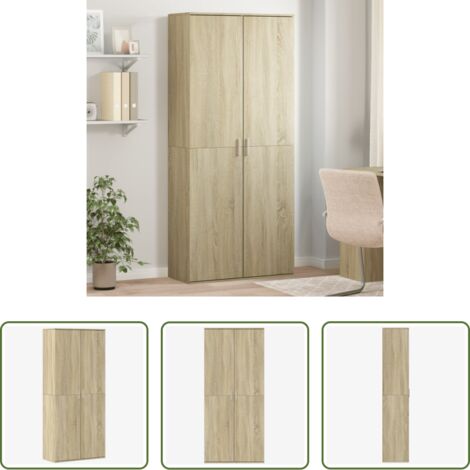 Credenza moderna -  Credenza Rovere Sonoma 80x35x180 cm in Legno Multistrato
