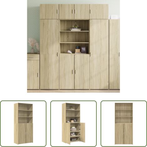 Credenza moderna -  Credenza Rovere Sonoma 80x42,5x185 cm in Legno Multistrato