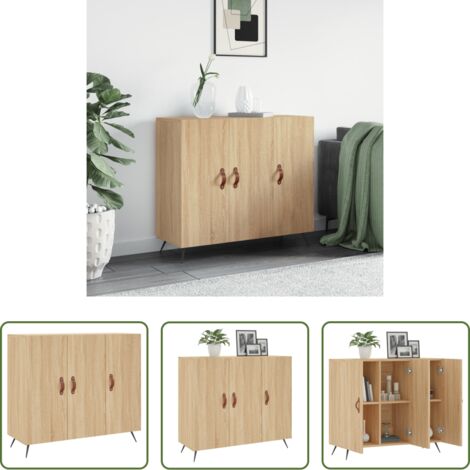 Credenza moderna -  Credenza Rovere Sonoma 90x34x80 cm in Legno Multistrato
