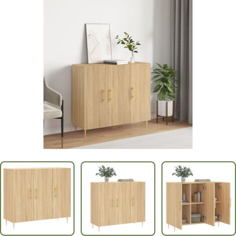 Credenza moderna -  Credenza Rovere Sonoma 90x34x80 cm in Legno Multistrato