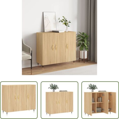Credenza moderna -  Credenza Rovere Sonoma 90x34x80 cm in Legno Multistrato
