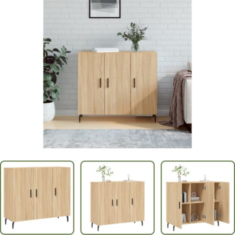 Credenza moderna -  Credenza Rovere Sonoma 90x34x80 cm in Legno Multistrato