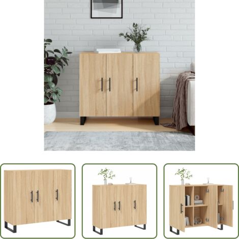 Credenza moderna -  Credenza Rovere Sonoma 90x34x80 cm in Legno Multistrato