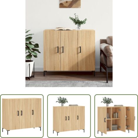 Credenza moderna -  Credenza Rovere Sonoma 90x34x80 cm in Legno Multistrato