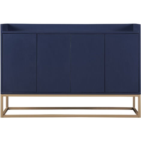 Credenza moderna in stile minimalista con 4 ante senza maniglia per sala da pranzo soggiorno cucina (blu navy)