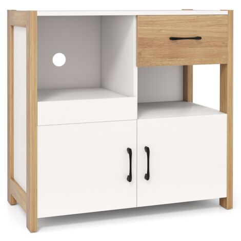 Credenza moderna rustica cassetto ripiano estraibile 2 ante buffet sala pranzo soggiorno cucina Bianco