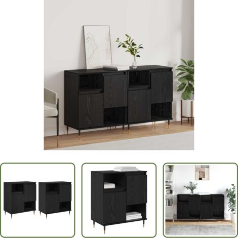 Credenza moderna -  Sideboards 2 pcs Rovere nero 120 x 35 x 70 cm Legno multistrato