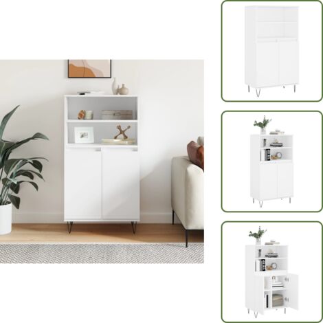 Credenza moderna - vidaXl Credenza Alta Bianca 60x36x110 cm in Legno Multistrato - Credenza con ante