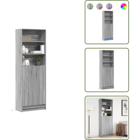 Credenza moderna - vidaXL Credenza con LED Grigio Sonoma 69x32,5x200 cm in Truciolato - Credenza con luci RGB
