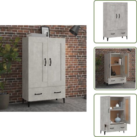 Credenza moderna - vidaXL Credenza Grigio Cemento 70x31x115 cm in Legno Multistrato - Credenza con cassetto
